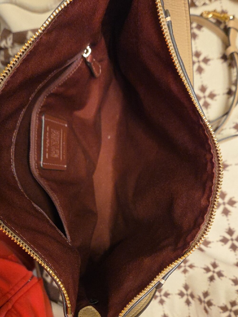 Marlon Coach Pebbled Leather Shoulder Bag and Wristlet -Taupe with Gold Hardware - Picture 9 of 12